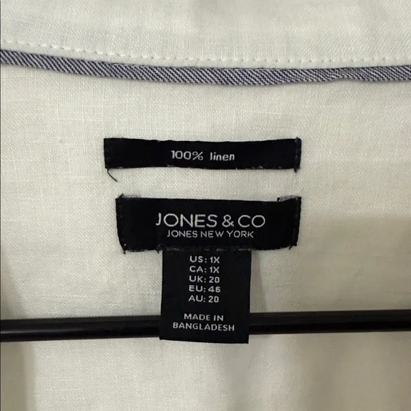 Jones and Company White Jean linen Jacket - Picture 2 of 3